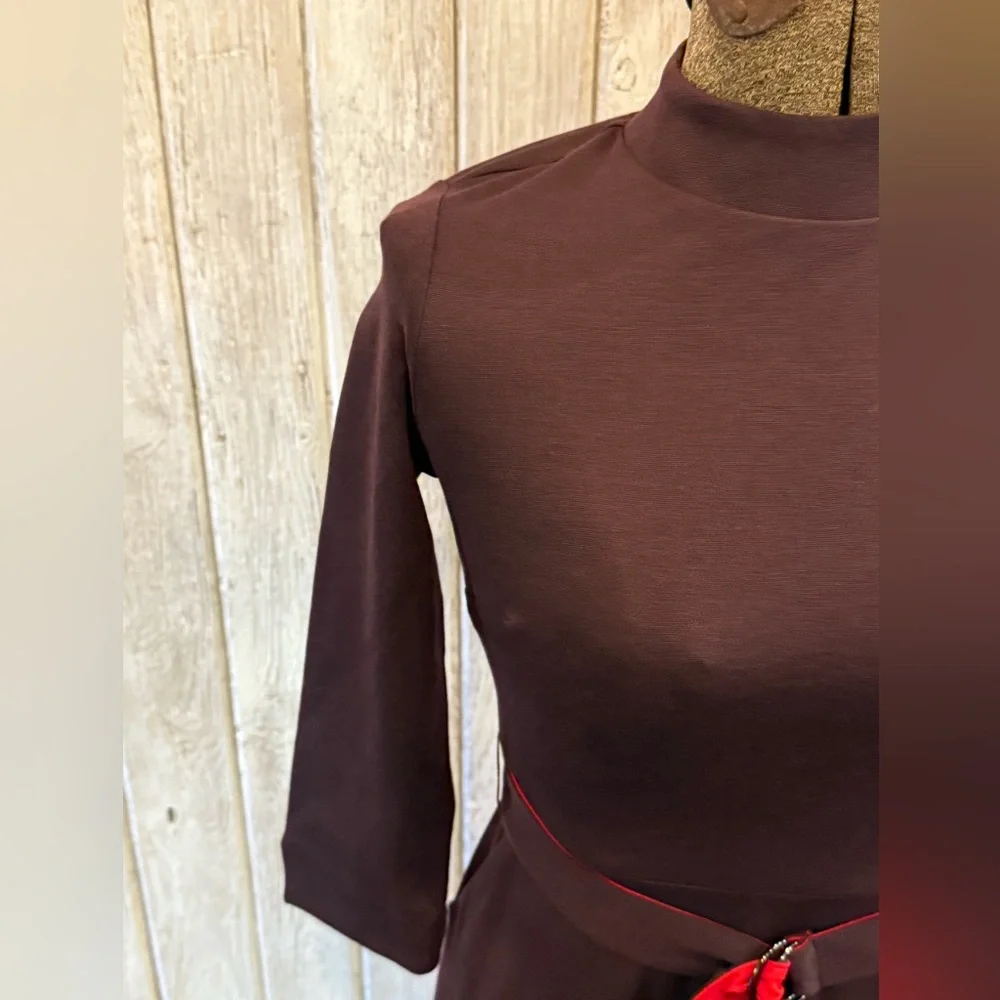 Elegant Purple Dress with Red Accents - Picture 3 of 14